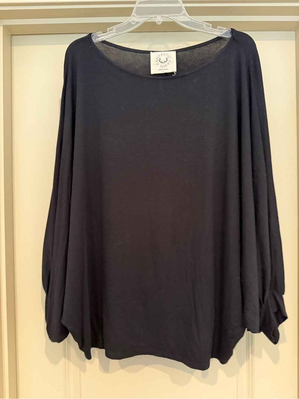 Fantastic Fawn Black Long-Sleeve Draped Top